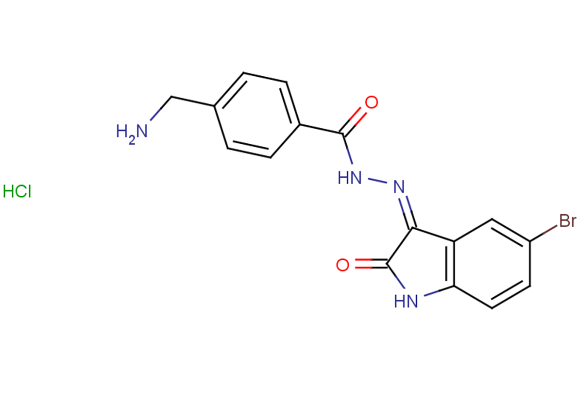 4-(aminomethyl)-N'-[(3Z)-5-bromo-2-oxo-2,3-dihydro-1H-indol-3-ylidene]benzohydrazide hydrochloride