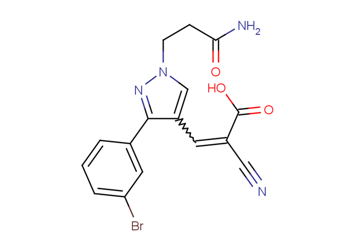 3-[3-(3-bromophenyl)-1-(2-carbamoylethyl)-1H-pyrazol-4-yl]-2-cyanoprop-2-enoic acid