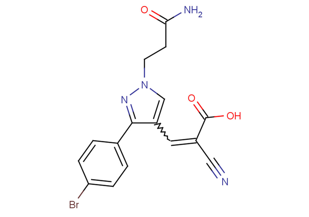 3-[3-(4-bromophenyl)-1-(2-carbamoylethyl)-1H-pyrazol-4-yl]-2-cyanoprop-2-enoic acid
