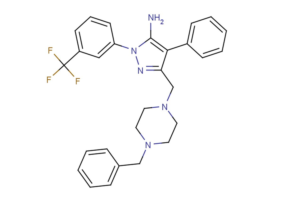 3-[(4-benzylpiperazin-1-yl)methyl]-4-phenyl-1-[3-(trifluoromethyl)phenyl]-1H-pyrazol-5-amine