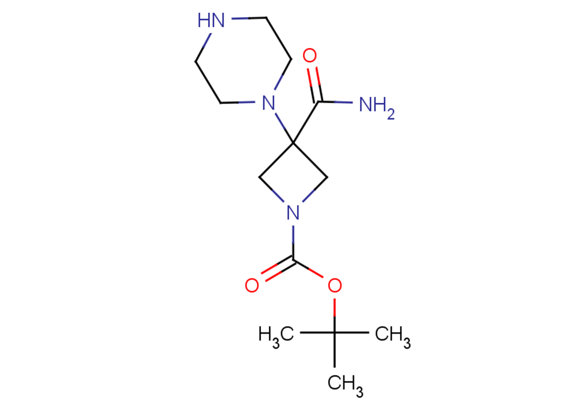 tert-butyl 3-carbamoyl-3-(piperazin-1-yl)azetidine-1-carboxylate