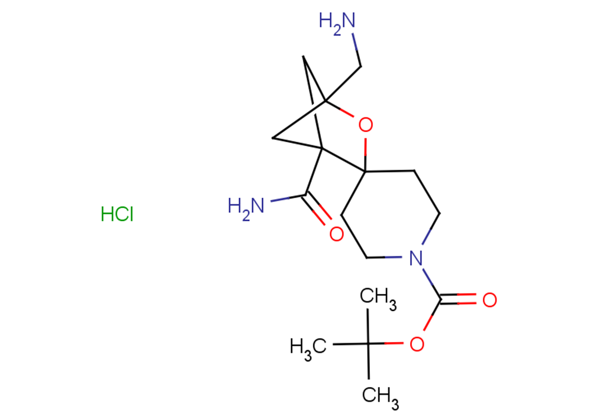 tert-butyl 4-(aminomethyl)-1-carbamoyl-3-oxaspiro[bicyclo[2.1.1]hexane-2,4'-piperidine]-1'-carboxylate hydrochloride