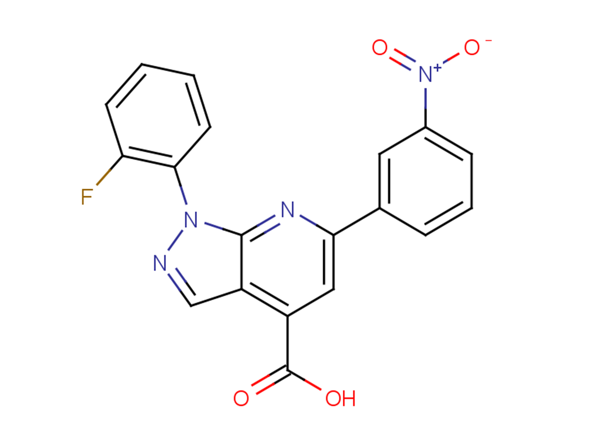 1-(2-fluorophenyl)-6-(3-nitrophenyl)-1H-pyrazolo[3,4-b]pyridine-4-carboxylic acid