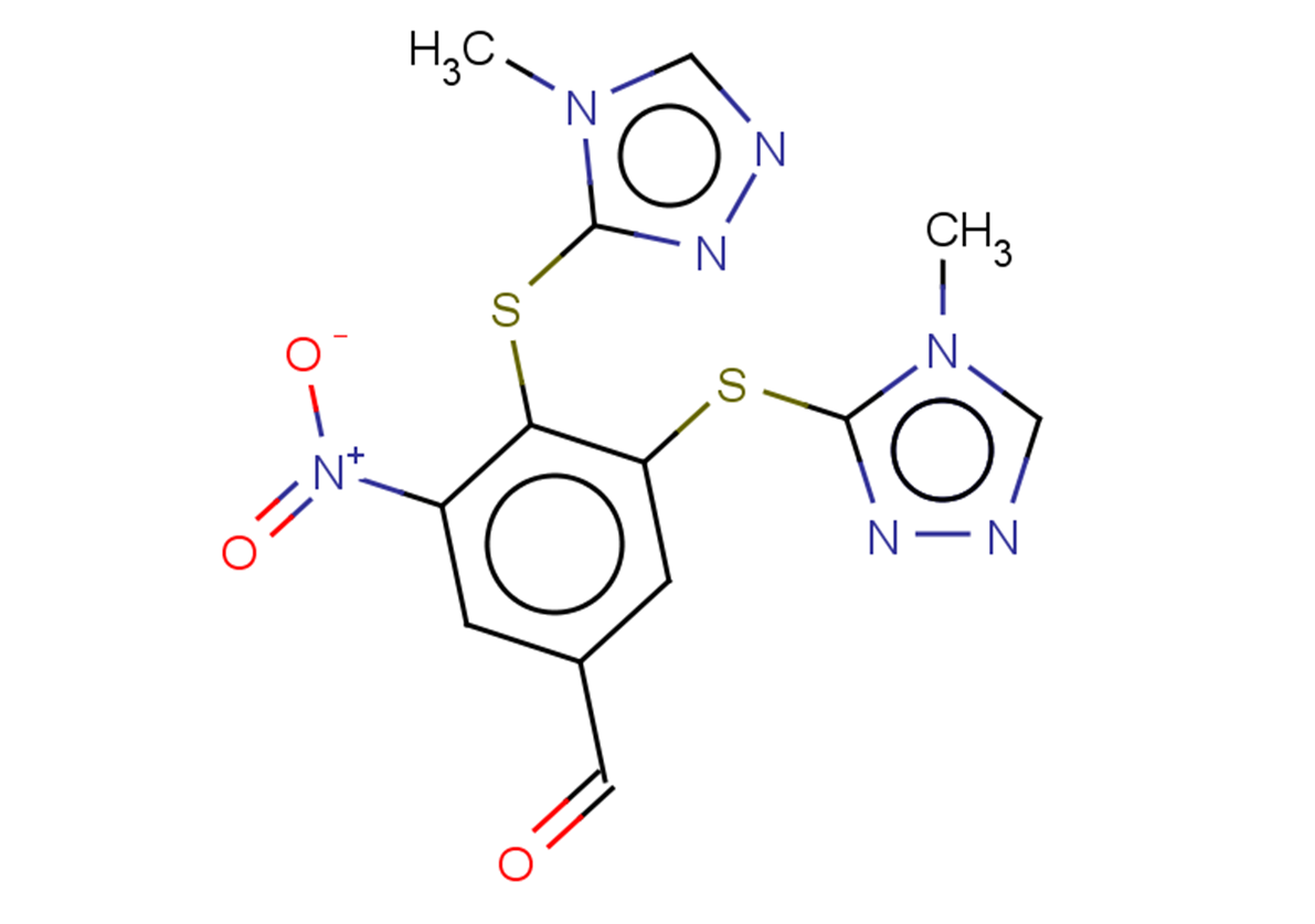 3,4-bis[(4-methyl-4H-1,2,4-triazol-3-yl)sulfanyl]-5-nitrobenzaldehyde