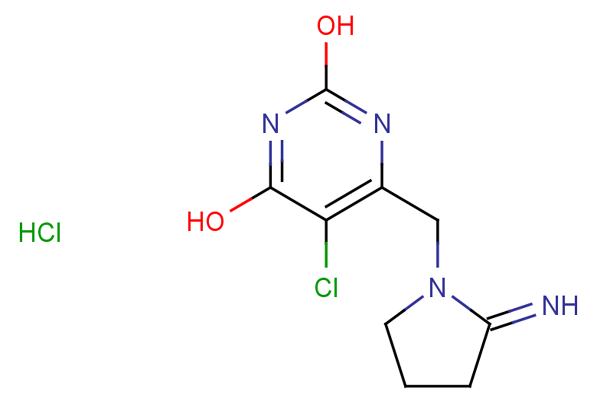 5-chloro-6-[(2-iminopyrrolidin-1-yl)methyl]pyrimidine-2,4-diol hydrochloride