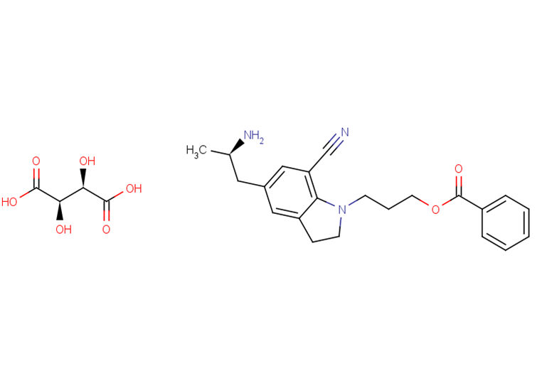 3-(5-(2-aminopropyl)-7-cyanoindolin-1-yl)propyl benzoate (2R,3R)-2,3-dihydroxysuccinate