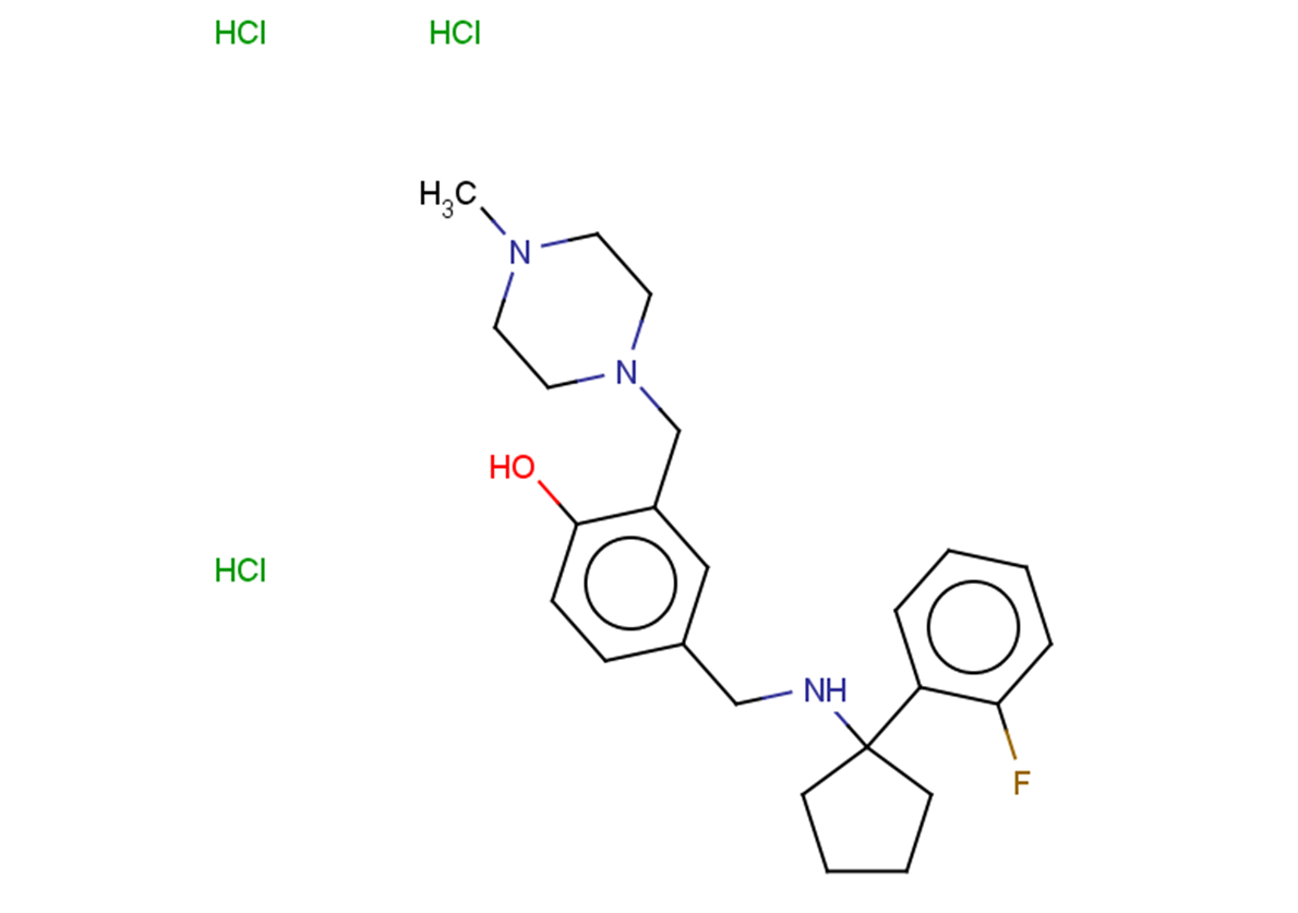 4-({[1-(2-fluorophenyl)cyclopentyl]amino}methyl)-2-[(4-methylpiperazin-1-yl)methyl]phenol trihydrochloride