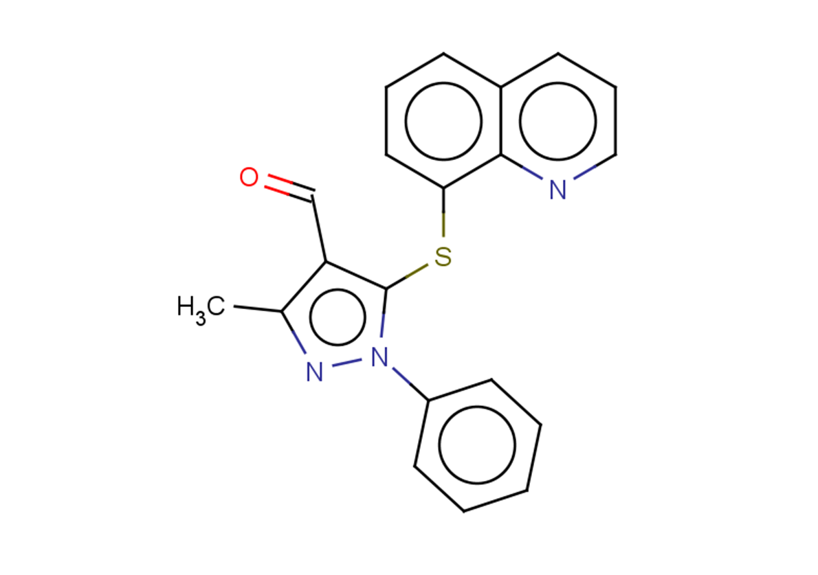 3-methyl-1-phenyl-5-(quinolin-8-ylsulfanyl)-1H-pyrazole-4-carbaldehyde