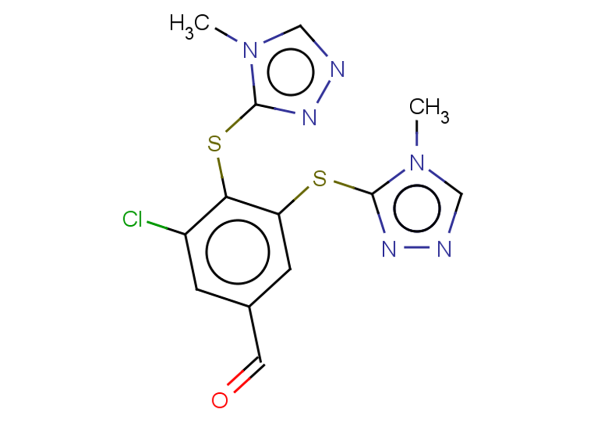 3-chloro-4,5-bis[(4-methyl-4H-1,2,4-triazol-3-yl)sulfanyl]benzaldehyde