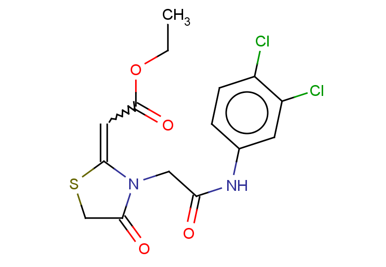 ethyl 2-(3-{[(3,4-dichlorophenyl)carbamoyl]methyl}-4-oxo-1,3-thiazolidin-2-ylidene)acetate