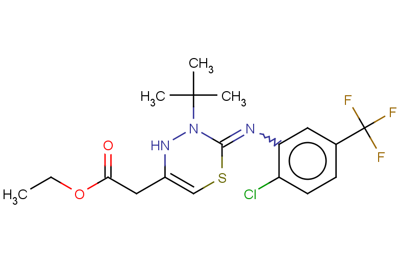 ethyl 2-(3-tert-butyl-2-{[2-chloro-5-(trifluoromethyl)phenyl]imino}-3,4-dihydro-2H-1,3,4-thiadiazin-5-yl)acetate