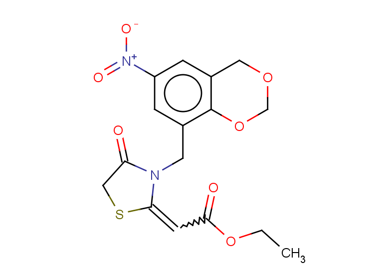 ethyl 2-{3-[(6-nitro-2,4-dihydro-1,3-benzodioxin-8-yl)methyl]-4-oxo-1,3-thiazolidin-2-ylidene}acetate