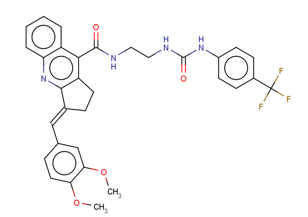 (3E)-3-[(3,4-dimethoxyphenyl)methylidene]-N-[2-({[4-(trifluoromethyl)phenyl]carbamoyl}amino)ethyl]-1H,2H,3H-cyclopenta[b]quinoline-9-carboxamide