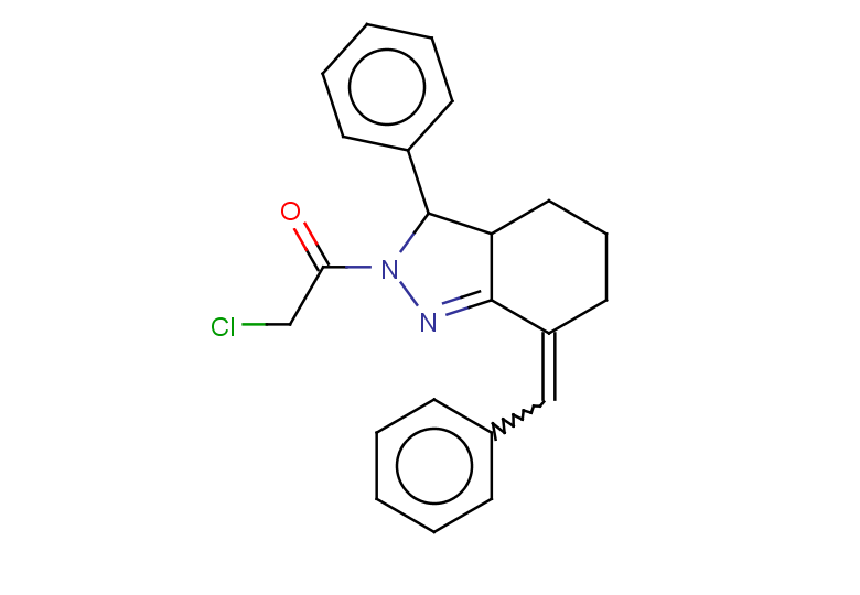 2-chloro-1-[3-phenyl-7-(phenylmethylidene)-3,3a,4,5,6,7-hexahydro-2H-indazol-2-yl]ethan-1-one