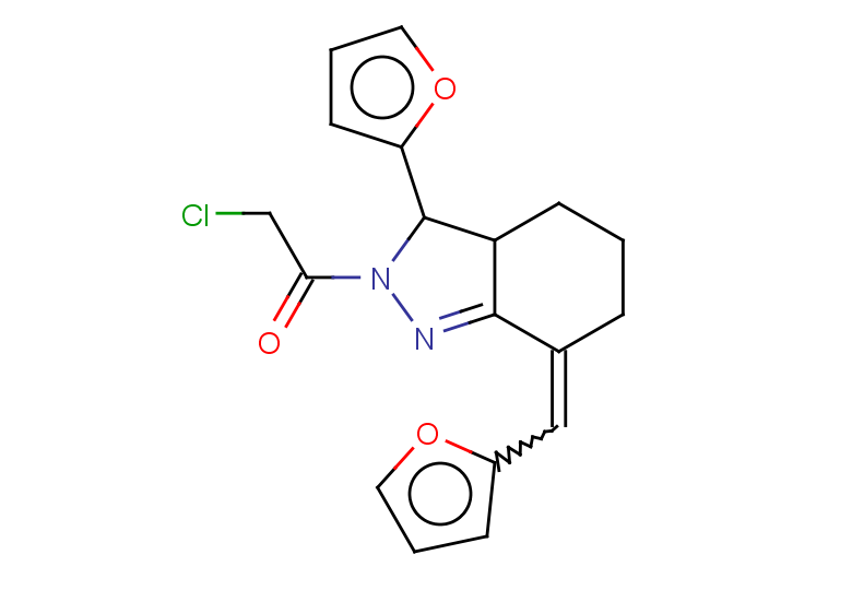 2-chloro-1-[3-(furan-2-yl)-7-(furan-2-ylmethylidene)-3,3a,4,5,6,7-hexahydro-2H-indazol-2-yl]ethan-1-one