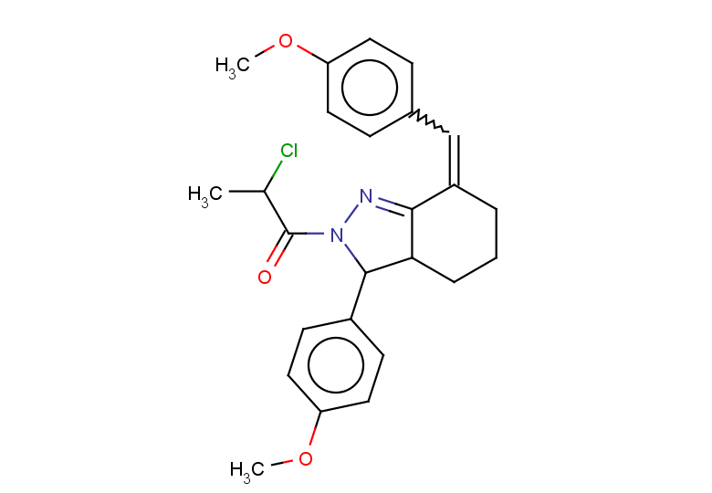2-chloro-1-[3-(4-methoxyphenyl)-7-[(4-methoxyphenyl)methylidene]-3,3a,4,5,6,7-hexahydro-2H-indazol-2-yl]propan-1-one