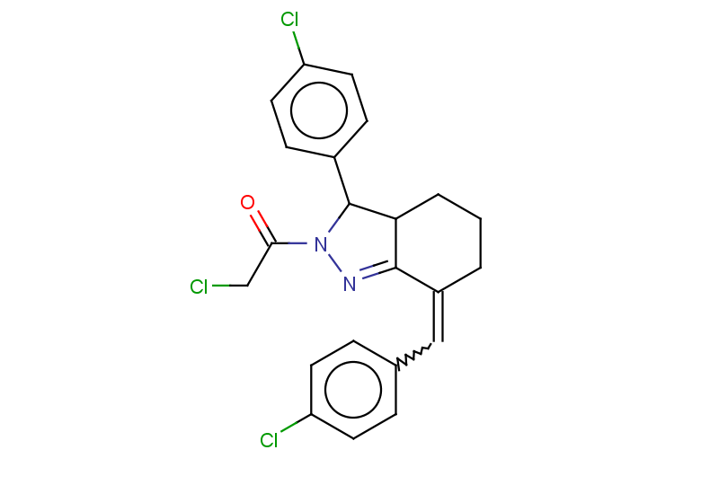 2-chloro-1-[3-(4-chlorophenyl)-7-[(4-chlorophenyl)methylidene]-3,3a,4,5,6,7-hexahydro-2H-indazol-2-yl]ethan-1-one