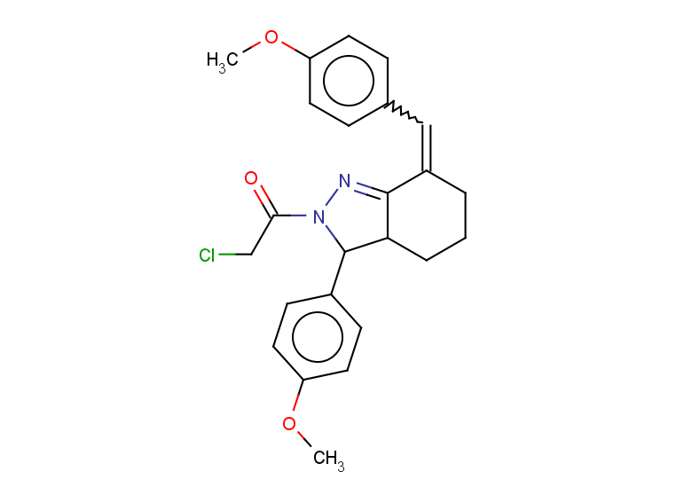 2-chloro-1-[3-(4-methoxyphenyl)-7-[(4-methoxyphenyl)methylidene]-3,3a,4,5,6,7-hexahydro-2H-indazol-2-yl]ethan-1-one