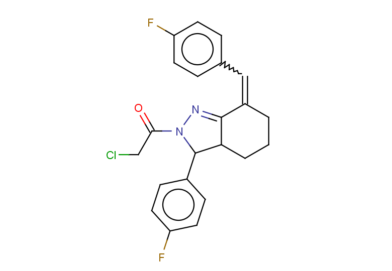 2-chloro-1-[3-(4-fluorophenyl)-7-[(4-fluorophenyl)methylidene]-3,3a,4,5,6,7-hexahydro-2H-indazol-2-yl]ethan-1-one