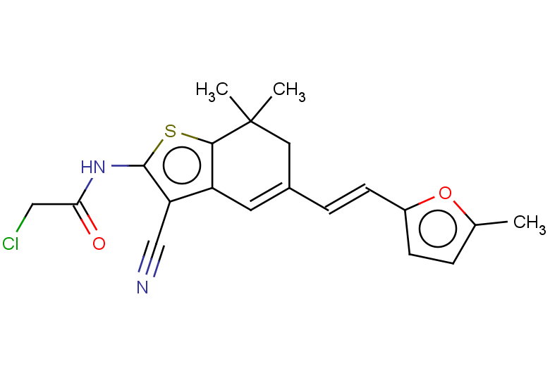 2-chloro-N-{3-cyano-7,7-dimethyl-5-[(E)-2-(5-methylfuran-2-yl)ethenyl]-6,7-dihydro-1-benzothiophen-2-yl}acetamide