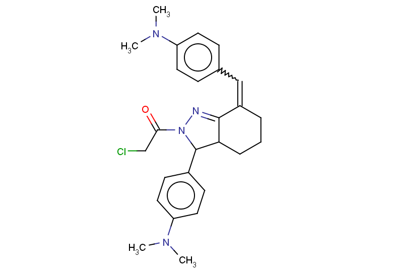 2-chloro-1-{3-[4-(dimethylamino)phenyl]-7-{[4-(dimethylamino)phenyl]methylidene}-3,3a,4,5,6,7-hexahydro-2H-indazol-2-yl}ethan-1-one
