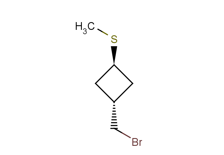 (1r,3r)-1-(bromomethyl)-3-(methylsulfanyl)cyclobutane, trans
