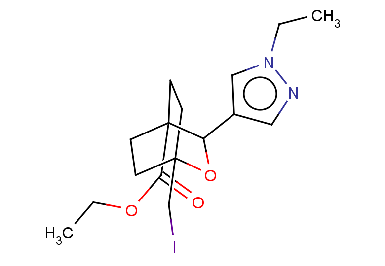 ethyl 3-(1-ethyl-1H-pyrazol-4-yl)-1-(iodomethyl)-2-oxabicyclo[2.2.2]octane-4-carboxylate