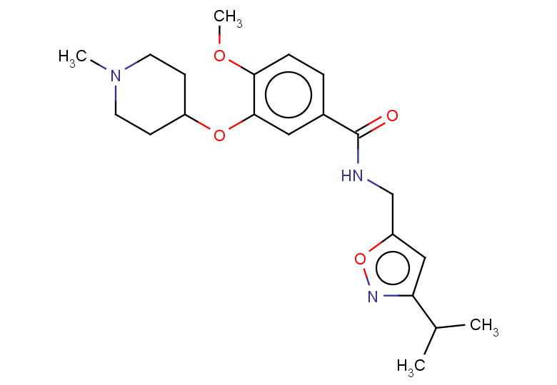 4-methoxy-3-[(1-methylpiperidin-4-yl)oxy]-N-{[3-(propan-2-yl)-1,2-oxazol-5-yl]methyl}benzamide
