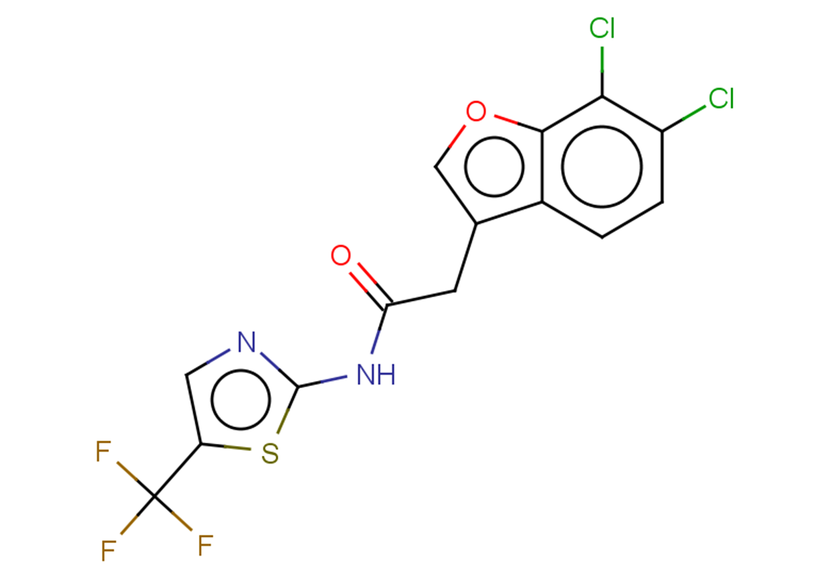 2-(6,7-dichloro-1-benzofuran-3-yl)-N-[5-(trifluoromethyl)-1,3-thiazol-2-yl]acetamide
