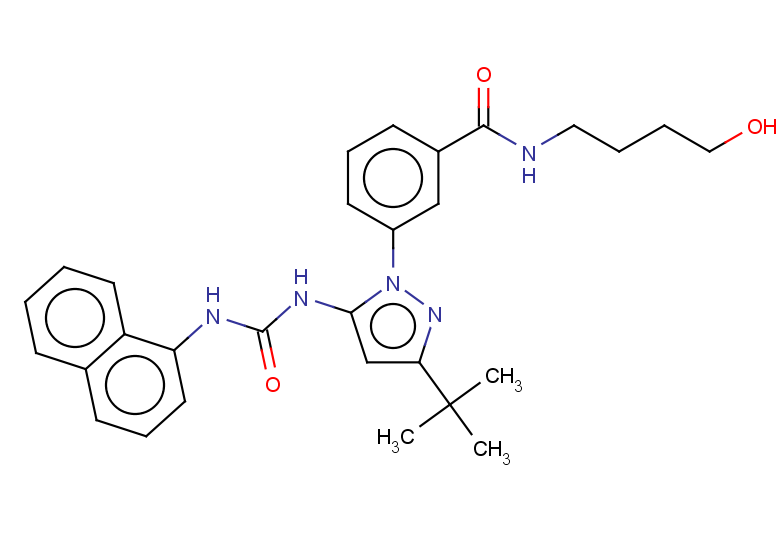 3-(3-tert-butyl-5-{[(naphthalen-1-yl)carbamoyl]amino}-1H-pyrazol-1-yl)-N-(4-hydroxybutyl)benzamide