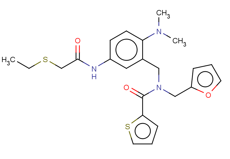 N-{[2-(dimethylamino)-5-[2-(ethylsulfanyl)acetamido]phenyl]methyl}-N-[(furan-2-yl)methyl]thiophene-2-carboxamide