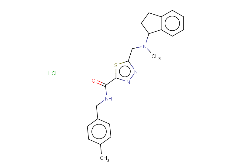 5-{[(2,3-dihydro-1H-inden-1-yl)(methyl)amino]methyl}-N-[(4-methylphenyl)methyl]-1,3,4-thiadiazole-2-carboxamide hydrochloride
