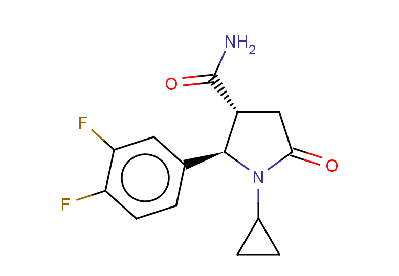 1-cyclopropyl-2-(3,4-difluorophenyl)-5-oxopyrrolidine-3-carboxamide, trans