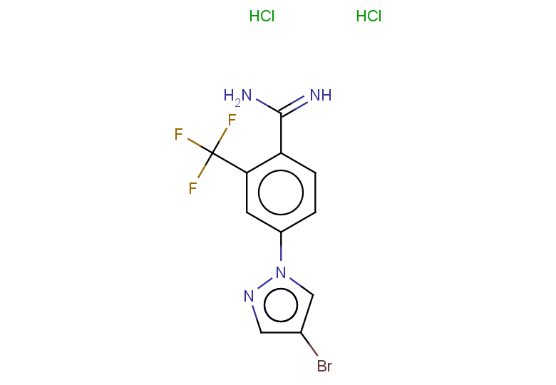 4-(4-bromo-1H-pyrazol-1-yl)-2-(trifluoromethyl)benzene-1-carboximidamide dihydrochloride