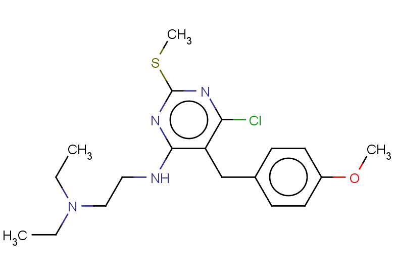 6-chloro-N-[2-(diethylamino)ethyl]-5-[(4-methoxyphenyl)methyl]-2-(methylsulfanyl)pyrimidin-4-amine