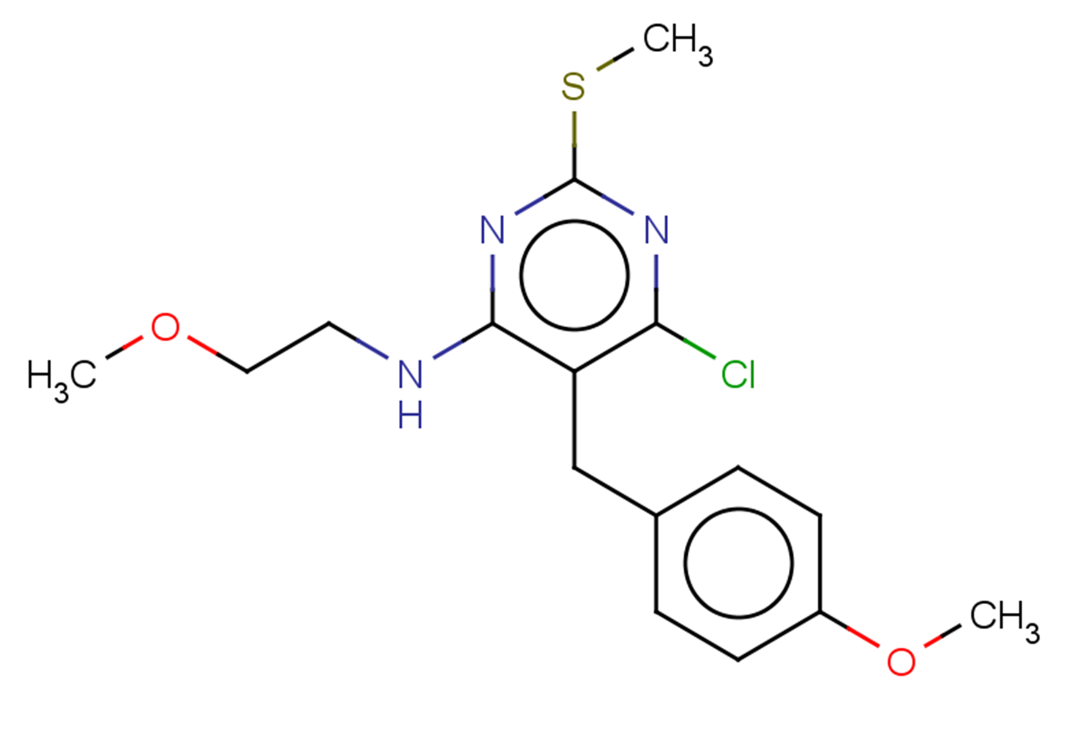 6-chloro-N-(2-methoxyethyl)-5-[(4-methoxyphenyl)methyl]-2-(methylsulfanyl)pyrimidin-4-amine
