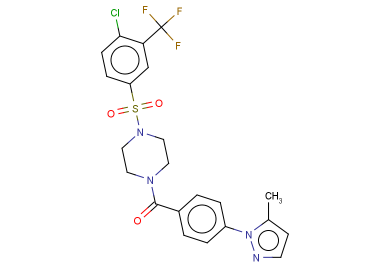 1-[4-chloro-3-(trifluoromethyl)benzenesulfonyl]-4-[4-(5-methyl-1H-pyrazol-1-yl)benzoyl]piperazine
