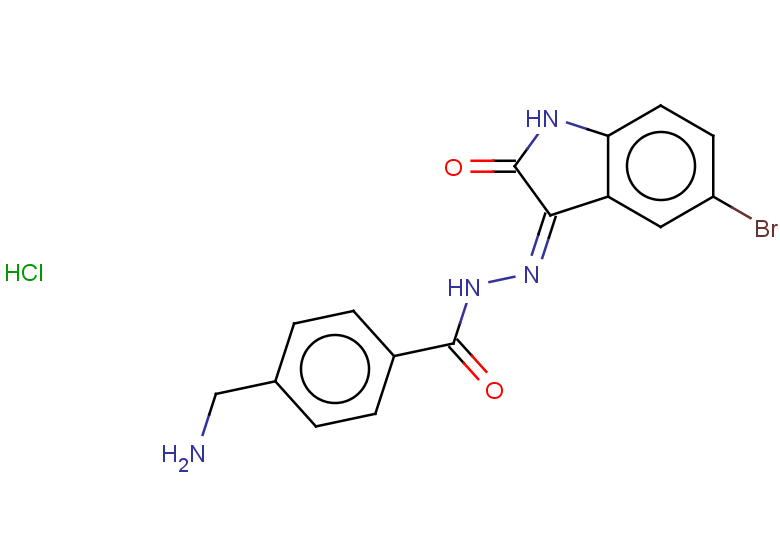 4-(aminomethyl)-N'-[(3Z)-5-bromo-2-oxo-2,3-dihydro-1H-indol-3-ylidene]benzohydrazide hydrochloride