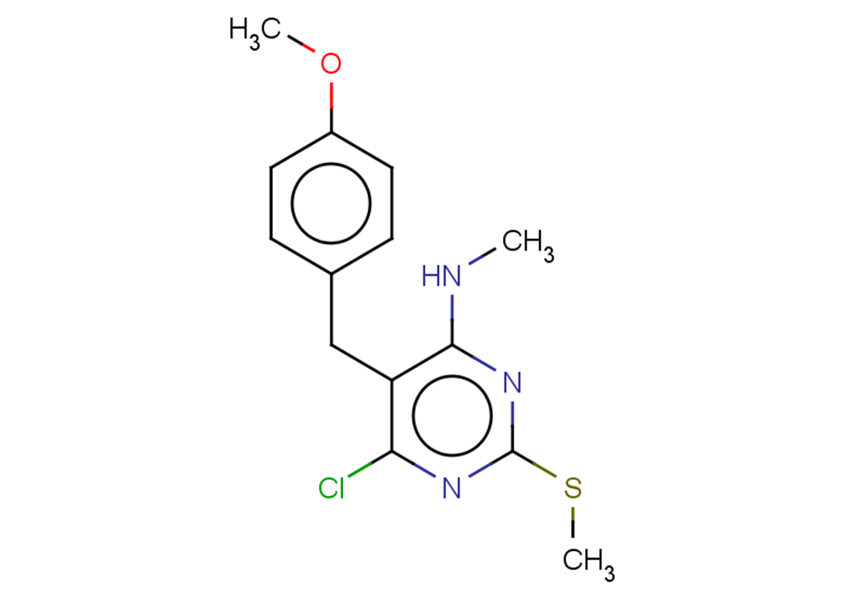 6-chloro-5-[(4-methoxyphenyl)methyl]-N-methyl-2-(methylsulfanyl)pyrimidin-4-amine