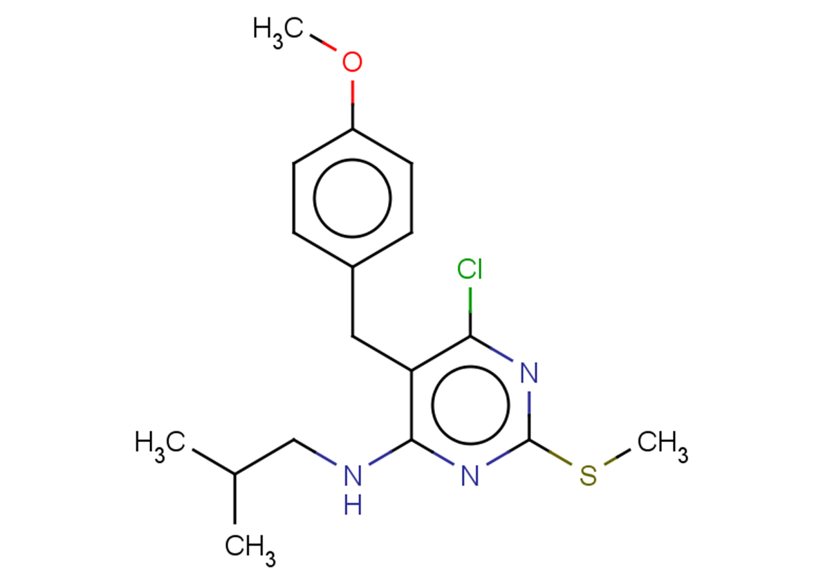 6-chloro-5-[(4-methoxyphenyl)methyl]-N-(2-methylpropyl)-2-(methylsulfanyl)pyrimidin-4-amine