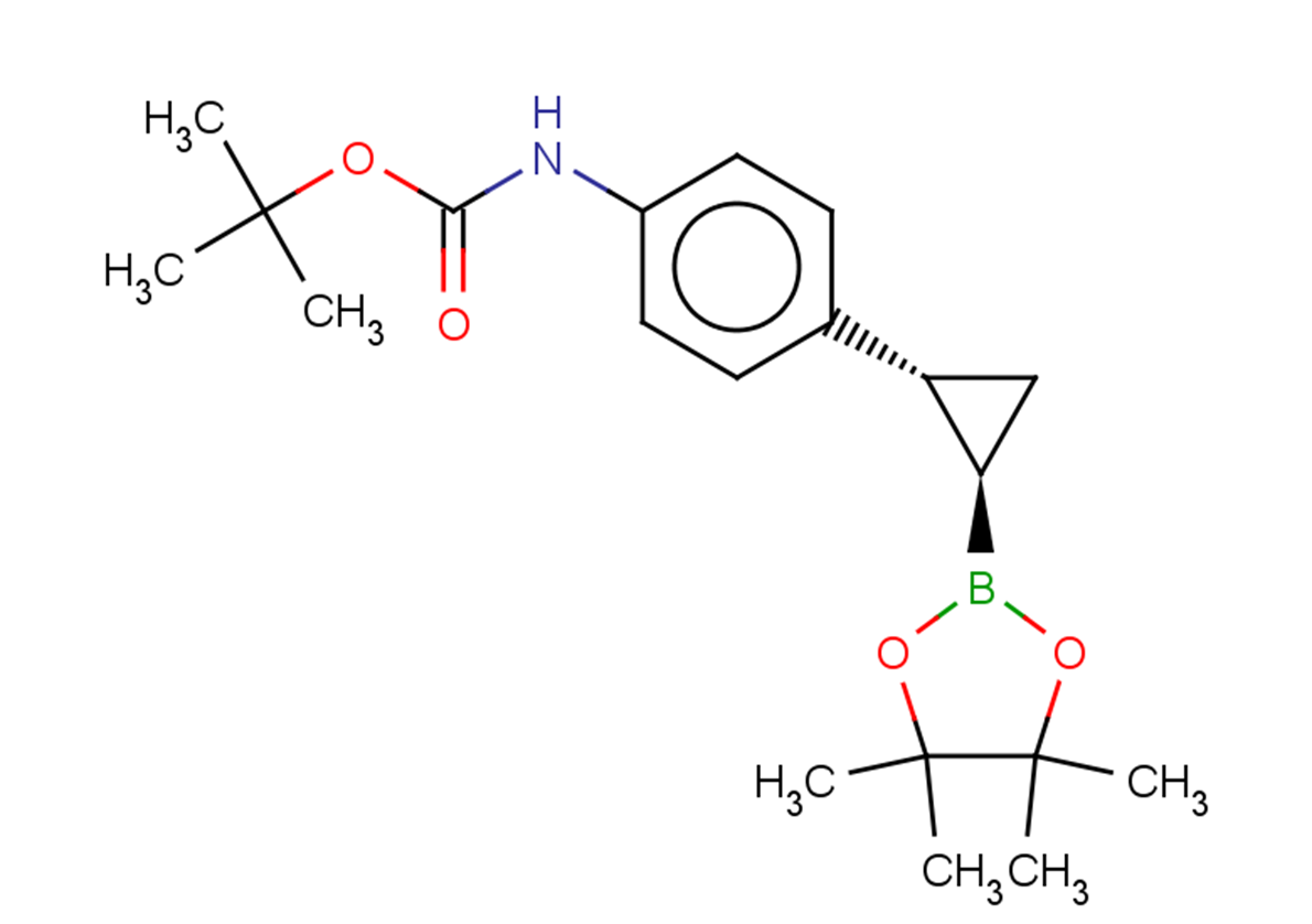 rac-tert-butyl N-{4-[(1R,2R)-2-(4,4,5,5-tetramethyl-1,3,2-dioxaborolan-2-yl)cyclopropyl]phenyl}carbamate, trans
