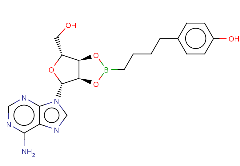 4-{4-[(3aR,4R,6R,6aS)-4-(6-amino-9H-purin-9-yl)-6-(hydroxymethyl)-tetrahydro-2H-furo[3,4-d][1,3,2]dioxaborol-2-yl]butyl}phenol