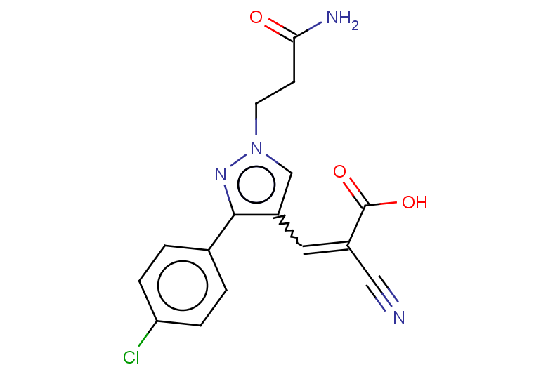3-[1-(2-carbamoylethyl)-3-(4-chlorophenyl)-1H-pyrazol-4-yl]-2-cyanoprop-2-enoic acid