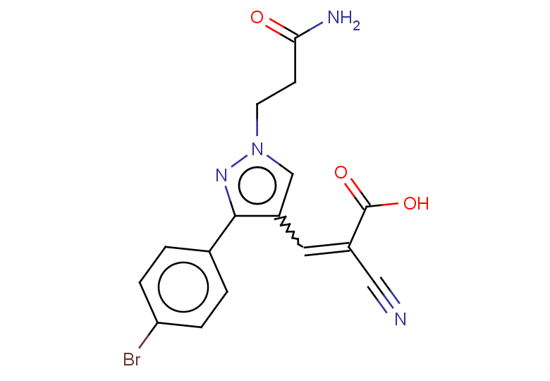3-[3-(4-bromophenyl)-1-(2-carbamoylethyl)-1H-pyrazol-4-yl]-2-cyanoprop-2-enoic acid