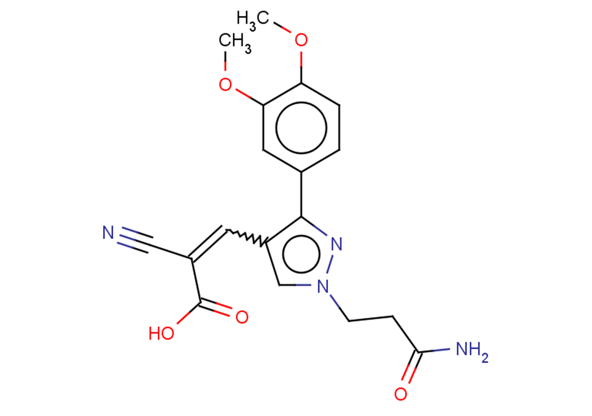 3-[1-(2-carbamoylethyl)-3-(3,4-dimethoxyphenyl)-1H-pyrazol-4-yl]-2-cyanoprop-2-enoic acid