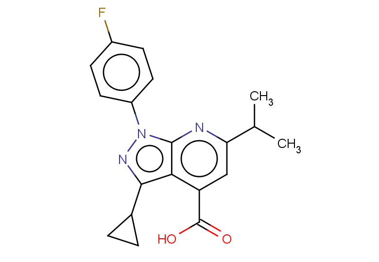 3-cyclopropyl-1-(4-fluorophenyl)-6-(propan-2-yl)-1H-pyrazolo[3,4-b]pyridine-4-carboxylic acid