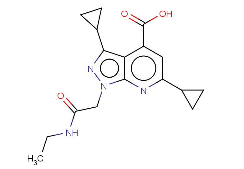 3,6-dicyclopropyl-1-[(ethylcarbamoyl)methyl]-1H-pyrazolo[3,4-b]pyridine-4-carboxylic acid