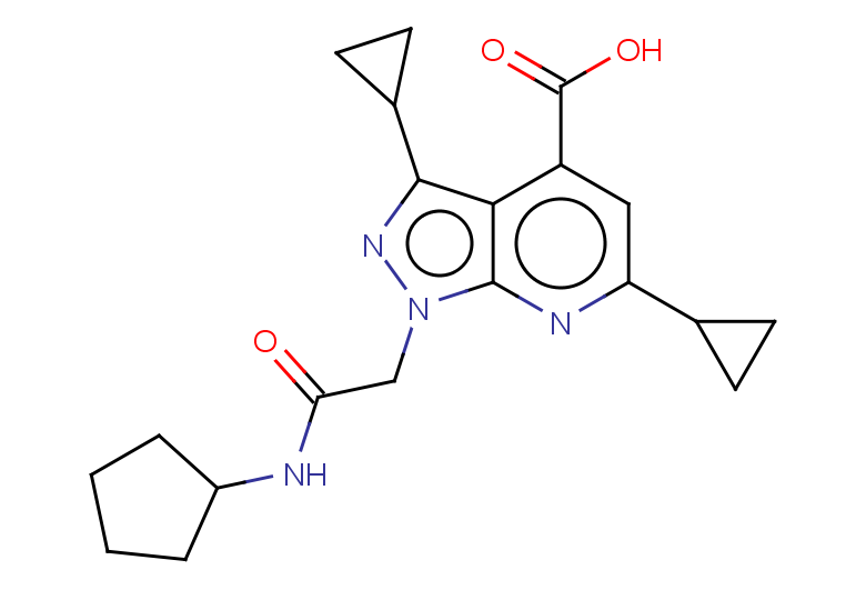 1-[(cyclopentylcarbamoyl)methyl]-3,6-dicyclopropyl-1H-pyrazolo[3,4-b]pyridine-4-carboxylic acid