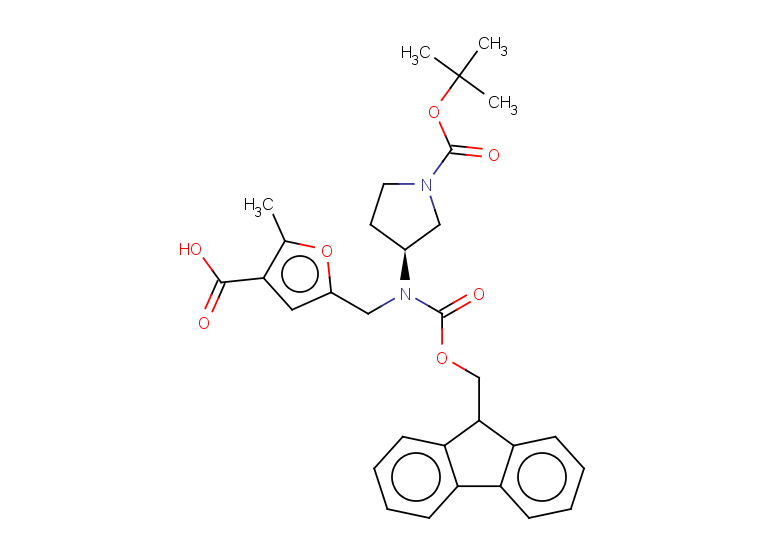 5-({[(3S)-1-[(tert-butoxy)carbonyl]pyrrolidin-3-yl]({[(9H-fluoren-9-yl)methoxy]carbonyl})amino}methyl)-2-methylfuran-3-carboxylic acid