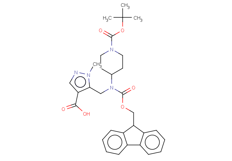 5-[({1-[(tert-butoxy)carbonyl]piperidin-4-yl}({[(9H-fluoren-9-yl)methoxy]carbonyl})amino)methyl]-1-methyl-1H-pyrazole-4-carboxylic acid